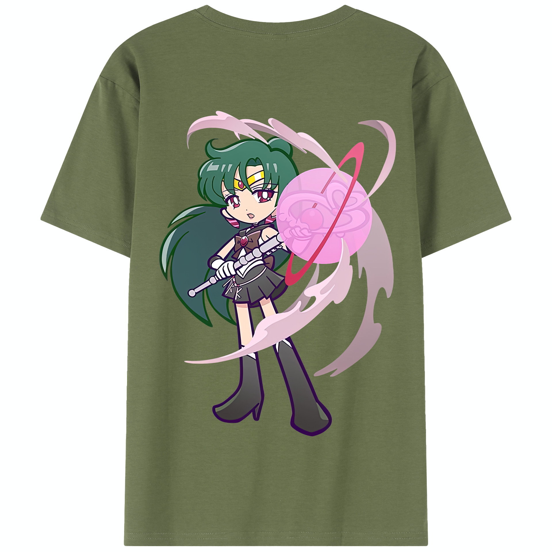 （画像用） 美少女戦士セーラームーン 冥王せつな Sailor Moon Meiou Setsuna 綿100％半袖Tシャツ（背面プリント）